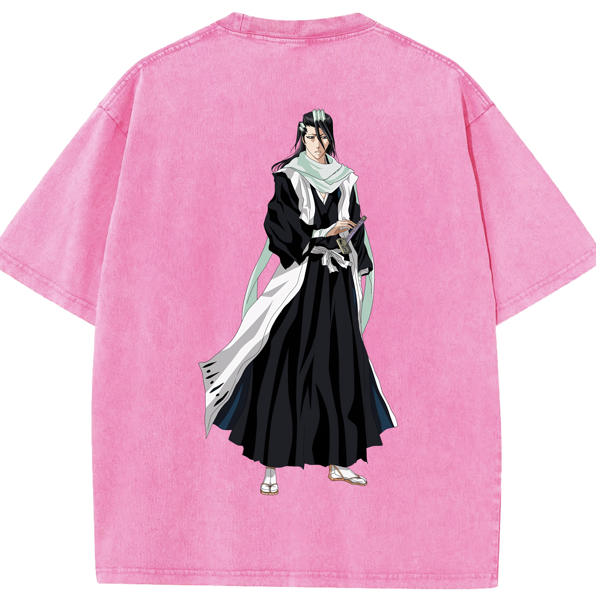 （画像用） ブリーチ くちき びゃくや BLEACH Kuchiki Byakuya 綿100% ヴィンテージ風 半袖Tシャツ（背面プリント）